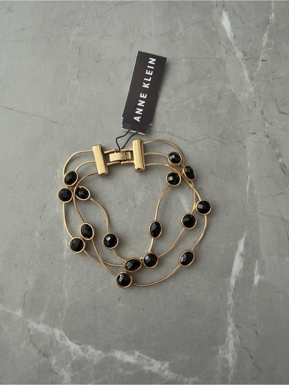 Anne Klein Gold-Tone Bracelet with Black Cabochon Accents